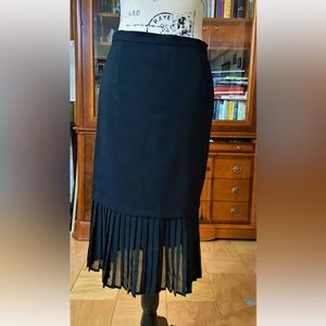 New Runway Ralph Lauren Black Label Wool Pleated Silk Black Skirt Size 2 Italy